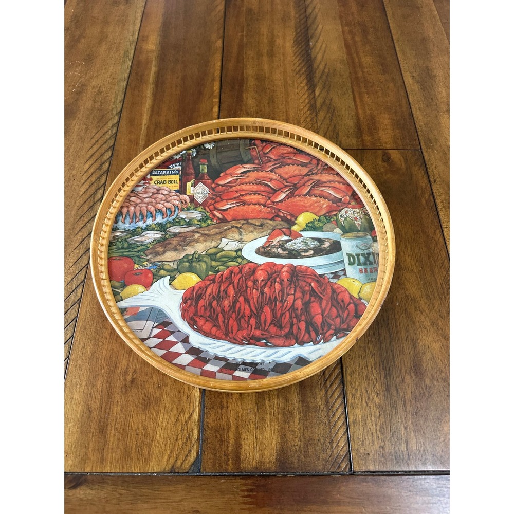 D.H. Holmes‎ Co. Ltd. Seafood Boil Tray Unisex 12in Multicolor Vintage Bamboo
